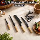 idrop 6 PCS Japanese Style Stainless Steel Kitchen Knife Set with Wooden Cutting Board Household Cooking Knife & Food Preparation for Kitchen Pisau Dapur Keluli Tahan Karat Gaya Jepun Dengan Papan Pemotong Kayu Untuk Memasak & Penyediaan Makanan (S)