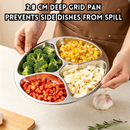 idrop 25CM 304 Stainless Steel 4 Grid Prep Tray Food Grade Kitchen Ingredient Plate Onion Ginger Garlic Seasoning Tray Hotpot Serving Dulang Penyediaan 25CM Keluli Tahan Karat 304 4 Ruang Gred Makanan Pinggan Bahan Masakan Bawang Halia Bawang Putih (S)