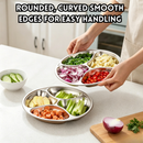idrop 25CM 304 Stainless Steel 4 Grid Prep Tray Food Grade Kitchen Ingredient Plate Onion Ginger Garlic Seasoning Tray Hotpot Serving Dulang Penyediaan 25CM Keluli Tahan Karat 304 4 Ruang Gred Makanan Pinggan Bahan Masakan Bawang Halia Bawang Putih (S)