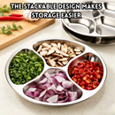 idrop 25CM 304 Stainless Steel 4 Grid Prep Tray Food Grade Kitchen Ingredient Plate Onion Ginger Garlic Seasoning Tray Hotpot Serving Dulang Penyediaan 25CM Keluli Tahan Karat 304 4 Ruang Gred Makanan Pinggan Bahan Masakan Bawang Halia Bawang Putih (S)