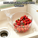 idrop Automatic Fruit Wash & Drain Basket Transparent Snail Design Kitchen Strainer Multi-Function Food Rinse & Drain, Bakul Basuh Buah Automatik Rekaan Siput Lutsinar Penapis Sinki Dapur Penapis & Peniris Makanan Serbaguna Untuk Kegunaan Rumah (S)