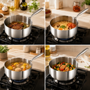 idrop【18CM / 20CM】Stainless Steel Pot with Glass Lid Double Pour Spout Milk Pot Baby Food Steaming Cooking Noodle Soup Pot Single Serving Periuk Keluli Tahan Karat 18CM / 20CM Penutup Kaca Corong Tuang Dua Arah Periuk Susu Makanan Bayi Kukus dan Mi (S)