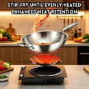 idrop 【34CM–38CM】304 Thickened Stainless Steel Wok Round Bottom Cooking Pan Induction and Gas Compatible with Glass Flying Lid Kuali Keluli Tahan Karat 304 Tebal Dasar Bulat Tidak Lekat Sesuai Dapur Induksi dan Gas Dengan Penutup Kaca Peralatan Dapur (S)