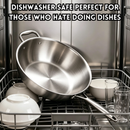 idrop 【34CM–38CM】304 Thickened Stainless Steel Wok Round Bottom Cooking Pan Induction and Gas Compatible with Glass Flying Lid Kuali Keluli Tahan Karat 304 Tebal Dasar Bulat Tidak Lekat Sesuai Dapur Induksi dan Gas Dengan Penutup Kaca Peralatan Dapur (S)
