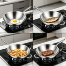 idrop 【34CM–38CM】304 Thickened Stainless Steel Wok Round Bottom Cooking Pan Induction and Gas Compatible with Glass Flying Lid Kuali Keluli Tahan Karat 304 Tebal Dasar Bulat Tidak Lekat Sesuai Dapur Induksi dan Gas Dengan Penutup Kaca Peralatan Dapur (S)