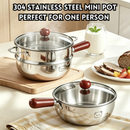 idrop 16CM 304 Stainless Steel Steamer Pot Milk Pot Instant Noodle Cooker Single Serving Soup Steaming Cooking Pot Kitchen Cookware Periuk Kukus 16CM Keluli Tahan Karat 304 Makanan Periuk Susu Mi Segera Periuk Sup Satu Hidangan Peralatan Dapur Rumah (S)