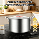 idrop 30CM 316 Stainless Steel Double Handle Soup Pot with Glass Lid Thickened Large Capacity Induction Gas Compatible Periuk Sup 30CM 316 Keluli Tahan Karat Pemegang Dua Dengan Penutup Kaca Periuk Tebal Kapasiti Besar Sesuai Dapur Induksi dan Gas (S)