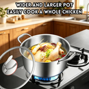 idrop 30CM 316 Stainless Steel Double Handle Soup Pot with Glass Lid Thickened Large Capacity Induction Gas Compatible Periuk Sup 30CM 316 Keluli Tahan Karat Pemegang Dua Dengan Penutup Kaca Periuk Tebal Kapasiti Besar Sesuai Dapur Induksi dan Gas (S)