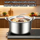 idrop 30CM 316 Stainless Steel Double Handle Soup Pot with Glass Lid Thickened Large Capacity Induction Gas Compatible Periuk Sup 30CM 316 Keluli Tahan Karat Pemegang Dua Dengan Penutup Kaca Periuk Tebal Kapasiti Besar Sesuai Dapur Induksi dan Gas (S)