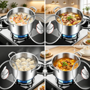 idrop 30CM 316 Stainless Steel Double Handle Soup Pot with Glass Lid Thickened Large Capacity Induction Gas Compatible Periuk Sup 30CM 316 Keluli Tahan Karat Pemegang Dua Dengan Penutup Kaca Periuk Tebal Kapasiti Besar Sesuai Dapur Induksi dan Gas (S)