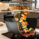 idrop 40CM Deep Cast Iron Wok with Lid Thickened Flat Bottom Double Handle Non Coated Cooking Wok Induction Compatible Kuali Besi Tuang 40CM Dalam Dengan Penutup Kuali Tapak Rata Tebal Pemegang Dua Tanpa Salutan Sesuai Dapur Induksi Peralatan Dapur (S)
