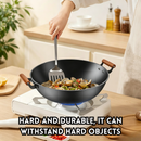 idrop 40CM Deep Cast Iron Wok with Lid Thickened Flat Bottom Double Handle Non Coated Cooking Wok Induction Compatible Kuali Besi Tuang 40CM Dalam Dengan Penutup Kuali Tapak Rata Tebal Pemegang Dua Tanpa Salutan Sesuai Dapur Induksi Peralatan Dapur (S)