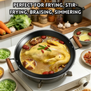 idrop 40CM Deep Cast Iron Wok with Lid Thickened Flat Bottom Double Handle Non Coated Cooking Wok Induction Compatible Kuali Besi Tuang 40CM Dalam Dengan Penutup Kuali Tapak Rata Tebal Pemegang Dua Tanpa Salutan Sesuai Dapur Induksi Peralatan Dapur (S)