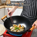 idrop 40CM Deep Cast Iron Wok with Lid Thickened Flat Bottom Double Handle Non Coated Cooking Wok Induction Compatible Kuali Besi Tuang 40CM Dalam Dengan Penutup Kuali Tapak Rata Tebal Pemegang Dua Tanpa Salutan Sesuai Dapur Induksi Peralatan Dapur (S)