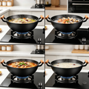 idrop 40CM Deep Cast Iron Wok with Lid Thickened Flat Bottom Double Handle Non Coated Cooking Wok Induction Compatible Kuali Besi Tuang 40CM Dalam Dengan Penutup Kuali Tapak Rata Tebal Pemegang Dua Tanpa Salutan Sesuai Dapur Induksi Peralatan Dapur (S)
