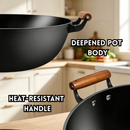 idrop 40CM Deep Cast Iron Wok with Lid Thickened Flat Bottom Double Handle Non Coated Cooking Wok Induction Compatible Kuali Besi Tuang 40CM Dalam Dengan Penutup Kuali Tapak Rata Tebal Pemegang Dua Tanpa Salutan Sesuai Dapur Induksi Peralatan Dapur (S)