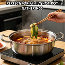 idrop【 24CM–32CM 】304 Stainless Steel Double Handle Hot Pot Thickened Soup Pot High Depth Cooking Pot Induction Gas Kitchen Periuk Steamboat Pemegang Dua 24CM–32CM Periuk Sup Tebal Periuk Dalam Pemegang Dua Sesuai Dapur Induksi Gas Peralatan Dapur (S)