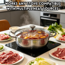 idrop【 24CM–32CM 】304 Stainless Steel Double Handle Hot Pot Thickened Soup Pot High Depth Cooking Pot Induction Gas Kitchen Periuk Steamboat Pemegang Dua 24CM–32CM Periuk Sup Tebal Periuk Dalam Pemegang Dua Sesuai Dapur Induksi Gas Peralatan Dapur (S)