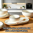 idrop Nordic Ribbed Ceramic Bowl and Plate Set Multi Size Bowls and Plates with Fish Plate Minimalist Dining Tableware Set for Home Kitchen, Set Pinggan Mangkuk Seramik Pelbagai Saiz Dengan Pinggan Ikan Rekaan Minimalis Untuk Dapur Rumah (S)