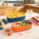 idrop 800ML 304 Stainless Steel Lunch Box with Inner Compartments Microwave Safe Bento Box Food Grade Meal Container with Spoon Bekas Makan 800ML Keluli Tahan Karat 304 Dengan Ruang Dalaman Sesuai Microwave Bekas Bento Gred Makanan Dengan Sudu (S)