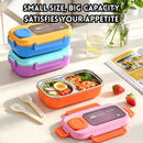 idrop 800ML 304 Stainless Steel Lunch Box with Inner Compartments Microwave Safe Bento Box Food Grade Meal Container with Spoon Bekas Makan 800ML Keluli Tahan Karat 304 Dengan Ruang Dalaman Sesuai Microwave Bekas Bento Gred Makanan Dengan Sudu (S)