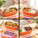 idrop 800ML 304 Stainless Steel Lunch Box with Inner Compartments Microwave Safe Bento Box Food Grade Meal Container with Spoon Bekas Makan 800ML Keluli Tahan Karat 304 Dengan Ruang Dalaman Sesuai Microwave Bekas Bento Gred Makanan Dengan Sudu (S)