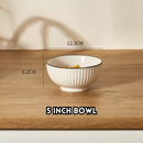 idrop Nordic Ribbed Ceramic Bowl and Plate Set Multi Size Bowls and Plates with Fish Plate Minimalist Dining Tableware Set for Home Kitchen, Set Pinggan Mangkuk Seramik Pelbagai Saiz Dengan Pinggan Ikan Rekaan Minimalis Untuk Dapur Rumah (S)