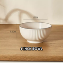idrop Nordic Ribbed Ceramic Bowl and Plate Set Multi Size Bowls and Plates with Fish Plate Minimalist Dining Tableware Set for Home Kitchen, Set Pinggan Mangkuk Seramik Pelbagai Saiz Dengan Pinggan Ikan Rekaan Minimalis Untuk Dapur Rumah (S)