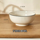 idrop Nordic Ribbed Ceramic Bowl and Plate Set Multi Size Bowls and Plates with Fish Plate Minimalist Dining Tableware Set for Home Kitchen, Set Pinggan Mangkuk Seramik Pelbagai Saiz Dengan Pinggan Ikan Rekaan Minimalis Untuk Dapur Rumah (S)