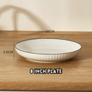idrop Nordic Ribbed Ceramic Bowl and Plate Set Multi Size Bowls and Plates with Fish Plate Minimalist Dining Tableware Set for Home Kitchen, Set Pinggan Mangkuk Seramik Pelbagai Saiz Dengan Pinggan Ikan Rekaan Minimalis Untuk Dapur Rumah (S)