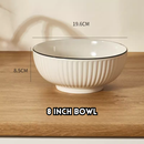 idrop Nordic Ribbed Ceramic Bowl and Plate Set Multi Size Bowls and Plates with Fish Plate Minimalist Dining Tableware Set for Home Kitchen, Set Pinggan Mangkuk Seramik Pelbagai Saiz Dengan Pinggan Ikan Rekaan Minimalis Untuk Dapur Rumah (S)
