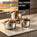 idrop 3PCS 【18CM，20CM，22CM】304 Stainless Steel Cookware Set 18CM Milk Pot 20CM & 24CM Soup Pot Induction Compatible Durable Kitchen Cooking Pot Set, Set Periuk Keluli Tahan Karat 304 3PCS Periuk Susu 18CM , Periuk Sup 20CM & 24CM Sesuai Dapur Induksi (S)