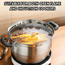 idrop【18CM + 26CM + 34CM】Milk Pot Stainless Steel with Steamer, Double Handle Soup Pot Tall Steamer Pot Cookware Set Periuk Susu Keluli Tahan Karat Pemegang Tunggal Dengan Pengukus Periuk Sup Pemegang Dua Periuk Kukus Bertutup Tinggi Sesuai Dapur (S)