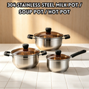 idrop【18CM, 24CM, 28CM】COMBO SET – 304 Stainless Steel Composite Base Cookware Set 18CM Soup Pot 24CM Soup Pot 28CM Hot Pot Durable Kitchen Cooking Set Set Periuk Sup Keluli Tahan Karat 304 Set Tapak Berlapis Periuk Sup dan Periuk Steamboat Dapur (S)