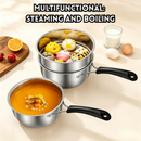 idrop【18CM + 26CM + 34CM】Milk Pot Stainless Steel with Steamer, Double Handle Soup Pot Tall Steamer Pot Cookware Set Periuk Susu Keluli Tahan Karat Pemegang Tunggal Dengan Pengukus Periuk Sup Pemegang Dua Periuk Kukus Bertutup Tinggi Sesuai Dapur (S)