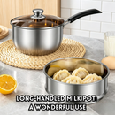 idrop【18CM + 26CM + 34CM】Milk Pot Stainless Steel with Steamer, Double Handle Soup Pot Tall Steamer Pot Cookware Set Periuk Susu Keluli Tahan Karat Pemegang Tunggal Dengan Pengukus Periuk Sup Pemegang Dua Periuk Kukus Bertutup Tinggi Sesuai Dapur (S)