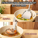idrop Stainless Steel Cooking Utensil Set Thickened Spatula Soup Spoon Pan- Fry Spatula Rice Spoon Kitchen Tool Set Set Set Peralatan Dapur Keluli Tahan Karat Sudu Bayi Spatula Tebal Senduk Sup Sudu Penapis Sudip Goreng (S)