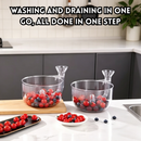idrop Automatic Fruit Wash & Drain Basket Transparent Snail Design Kitchen Strainer Multi-Function Food Rinse & Drain, Bakul Basuh Buah Automatik Rekaan Siput Lutsinar Penapis Sinki Dapur Penapis & Peniris Makanan Serbaguna Untuk Kegunaan Rumah (S)