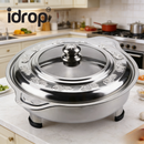 idrop 31CM Stainless Steel Buffet Stove Round with Lid Four Leg Stand Removable Grill Fish BBQ Stove Hotel Catering Cookware Dapur Bufet Keluli Tahan Karat 31CM Bulat dengan Penutup Kaki Empat Boleh Tanggal Dapur BBQ Ikan Peralatan Hotel Katering (S)