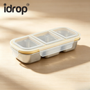 idrop【 2 / 3 Grid 】304 Stainless Steel Rectangular Food Storage Box Airtight Lid Container Refrigerator Meat Portion Box Organizer Bekas Makanan Keluli Tahan Karat 304 2 / 3 Ruang Dengan Penutup Kedap Udara Penyediaan Makanan Simpan Daging Peti Sejuk (S)