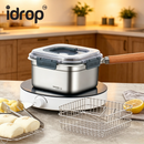 idrop 19CM Stainless Steel Frying Pot Deep Fry Pot Multi Function Cooking Pot Food Storage Container Outdoor Camping Pot Kitchen Cookware Periuk Goreng Keluli Tahan Karat 19CM Serbaguna Bekas Simpanan Makanan Periuk Perkhemahan dan Dapur Rumah (S)