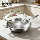 idrop 【24CM - 34CM】Titanium Dengan Penutup Dua Pemegang & Satu Pemegang Sesuai Untuk Dapur Gas dan Induksi Titanium Hammered Wok & Frying Pan with Lid Double Handle Single Handle Flat & Round Bottom Gas Stove Induction Cooker Compatible Kuali (S)