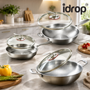 idrop 【24CM - 34CM】Titanium Dengan Penutup Dua Pemegang & Satu Pemegang Sesuai Untuk Dapur Gas dan Induksi Titanium Hammered Wok & Frying Pan with Lid Double Handle Single Handle Flat & Round Bottom Gas Stove Induction Cooker Compatible Kuali (S)