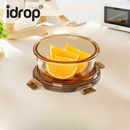 idrop【Rectangle / Round】Multi Size Glass Food Container Microwave Safe Lunch Box with Lid Airtight Fresh Keeping Fruit Bekas Makanan Kaca Warna Teh Bentuk Segi Empat dan Bulat Microwave Dengan Penutup Kedap Udara Bekas Buah dan Bento Pelbagai Saiz (S)