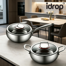 idrop 24CM Deep Belly Single Handle Soup Pot 24CM Double Handle Soup Pot Non Coated Titanium Non Stick Flat Bottom Induction Wok Periuk Sup Perut Dalam 24CM Pemegang Tunggal dan Pemegang Dua Kuali Titanium Tidak Lekat Tanpa Salutan Tapak Rata Sesuai (S)