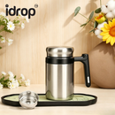 idrop 550ML – Portable Office Vacuum Insulated Cup with Handle 316 Stainless Steel Premium Infuser Tea Separation Bottle Thermos Office Tumbler Cawan Termos Pejabat Mudah Alih Pemegang Keluli Tahan Karat 316 Premium Pemisah Teh dan Air Cawan Vakum (S)