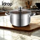 idrop 【18CM/20CM/24CM】 Milk Pot Stainless Steel Single Double Handle Thickened Soup Pot Induction and Gas Compatible Cooking Pot Kitchen Cookware Periuk Susu Keluli Tahan Karat Pemegang Tunggal Periuk Pemegang Dua Tebal Sesuai Dapur Induksi Gas Periuk (S)