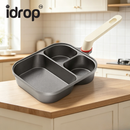 idrop 3 in 1 Titanium Iron Non Stick Frying Pan 3 Compartment Breakfast Egg Burger Pan Flat Bottom Cooking Pan Kitchen Cookware Set Set Kuali Tidak Lekat Titanium Iron 3 Dalam 1 Kuali Sarapan 3 Ruang Kuali Telur dan Burger Tapak Rata Peralatan Dapur (S)
