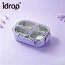 idrop 800ML 304 Stainless Steel 3 Compartment Rectangular Lunch Box Microwave Safe Food Grade Bento Meal Container Fresh Keeping Bekas Makan 800ML Keluli Tahan Karat 304 3 Ruang Bekas Bento Segi Empat Sesuai Microwave Gred Makanan Simpanan Makanan (S)