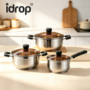 idrop【18CM, 24CM, 28CM】COMBO SET – 304 Stainless Steel Composite Base Cookware Set 18CM Soup Pot 24CM Soup Pot 28CM Hot Pot Durable Kitchen Cooking Set Set Periuk Sup Keluli Tahan Karat 304 Set Tapak Berlapis Periuk Sup dan Periuk Steamboat Dapur (S)